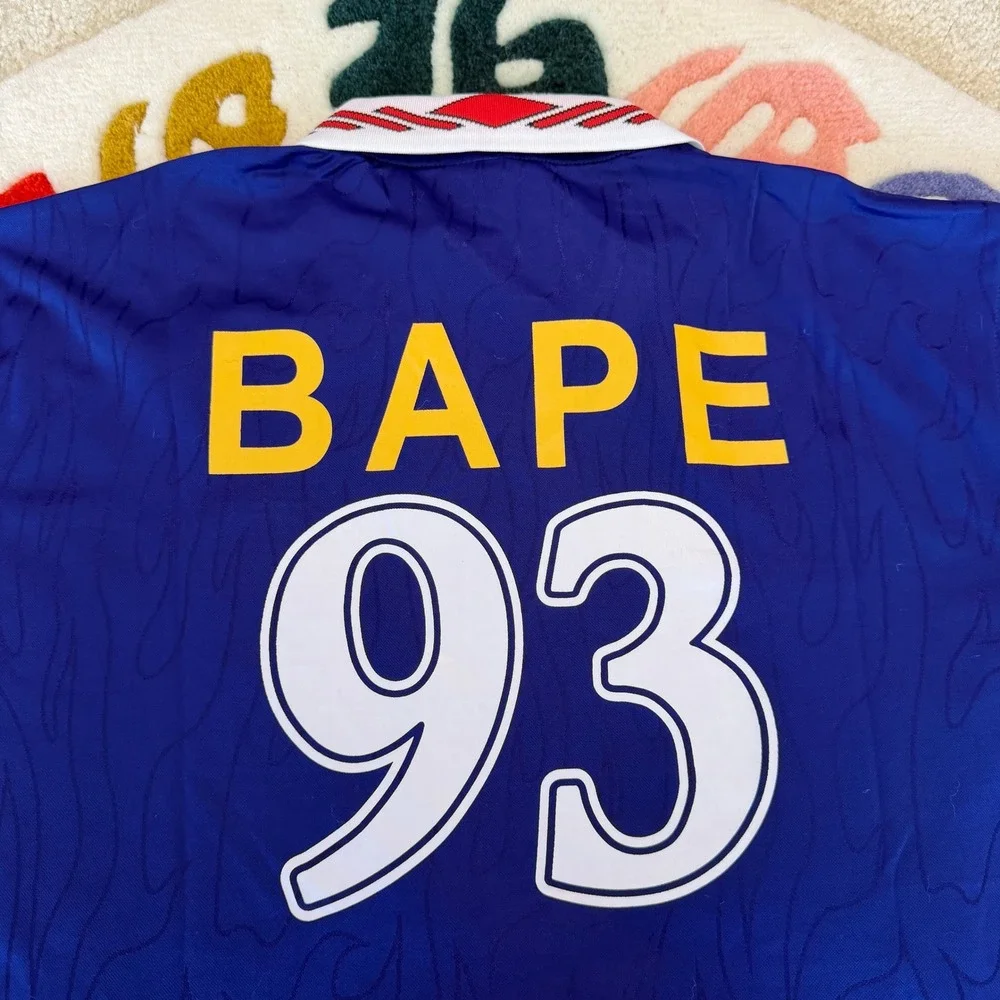 Adidas x BAPE SSL Flame Jersey Blue 93 Soccer Jersey Mens Size M